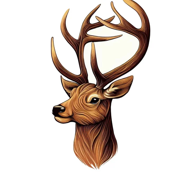 Deer Illustration White Canvas — Stock Vector