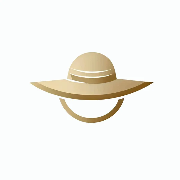 Cappello Paglia Logo Illustrazione Tela Bianca — Vettoriale Stock