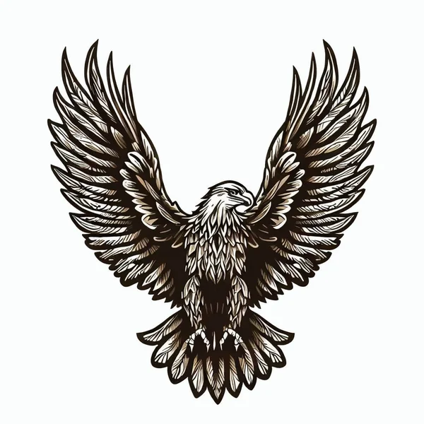 Abbildung Des Adlers Auf Einer Weißen Leinwand — Stockvektor