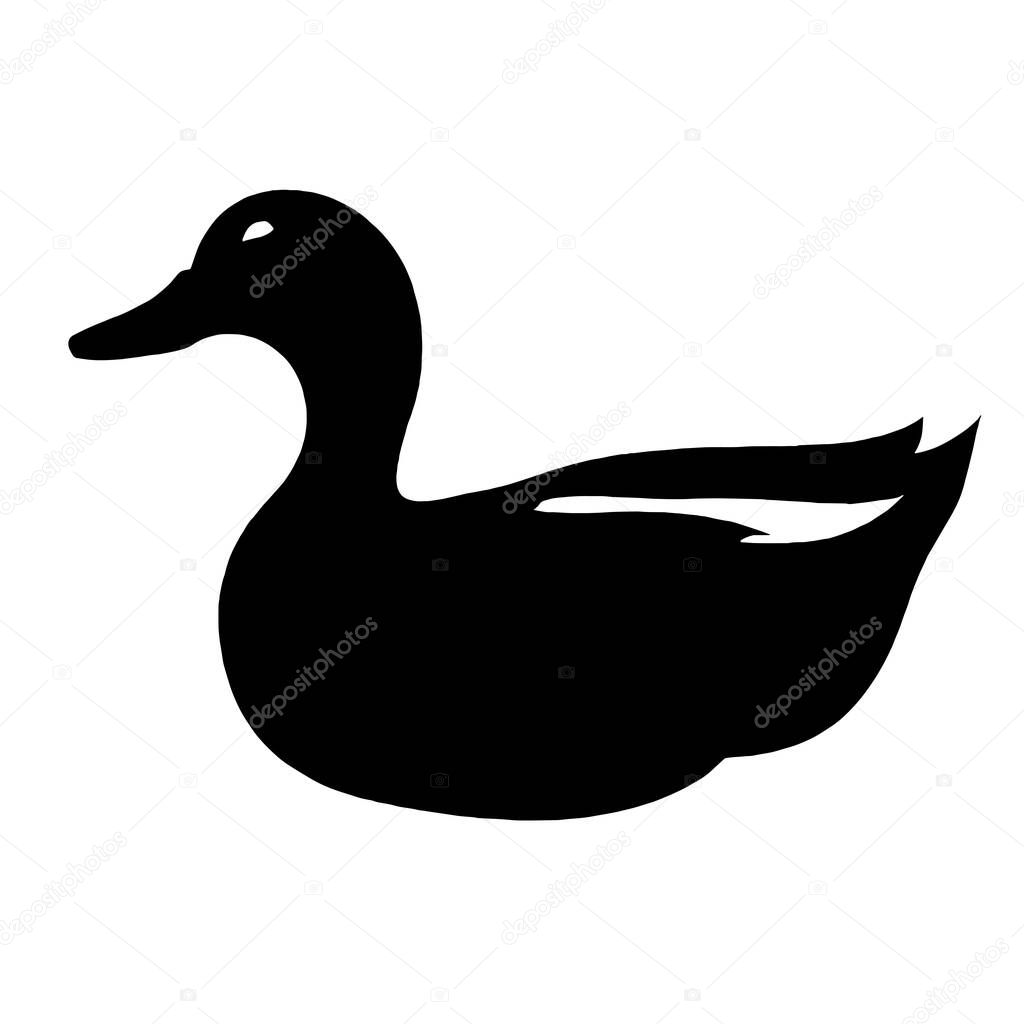 Duck silhouette icon in black color on a white background