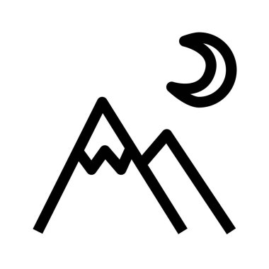 Dolunay dağ ikonu, üzerinde dolunay olan görkemli bir dağ zirvesini tasvir ediyor. Huzur, güzellik ve doğal mucizeyi çağrıştırıyor ve huzuru yakalıyor..