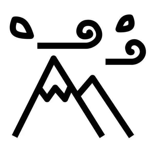 Icono Montaña Ventosa Representa Una Montaña Con Líneas Olas Arremolinadas — Vector de stock