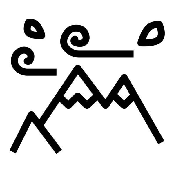 Icono Montaña Ventosa Representa Una Montaña Escarpada Rodeada Ráfagas Viento — Vector de stock