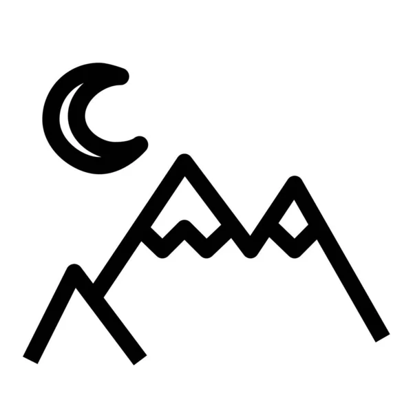 Icono Montaña Noche Luna Representa Paisaje Sereno Montaña Iluminado Por — Archivo Imágenes Vectoriales