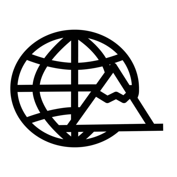 Ikona Góry Całym Świecie Przedstawia Stylową Reprezentację Gór Otaczających Glob — Wektor stockowy
