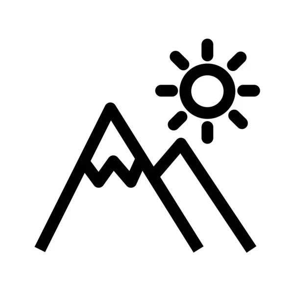Icono Montaña Soleada Muestra Una Cumbre Montaña Radiante Tomando Sol — Archivo Imágenes Vectoriales