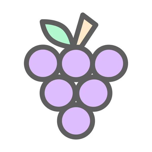 ブドウは小さく 円形または楕円形の果物で ブドウのクラスターで育っています 紫を含むさまざまな色で来て 甘くてジューシーな味を持っています — ストックベクタ