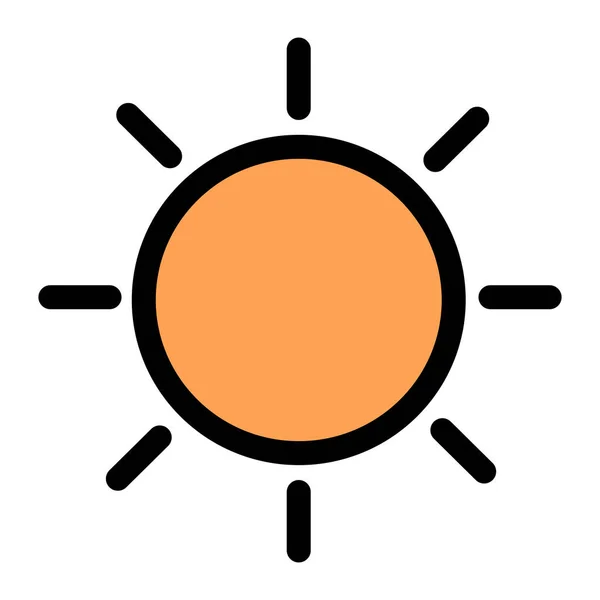 Simple Orange Sun Flat Icon Minimalist Representation Sun Flat Design — Stock Vector