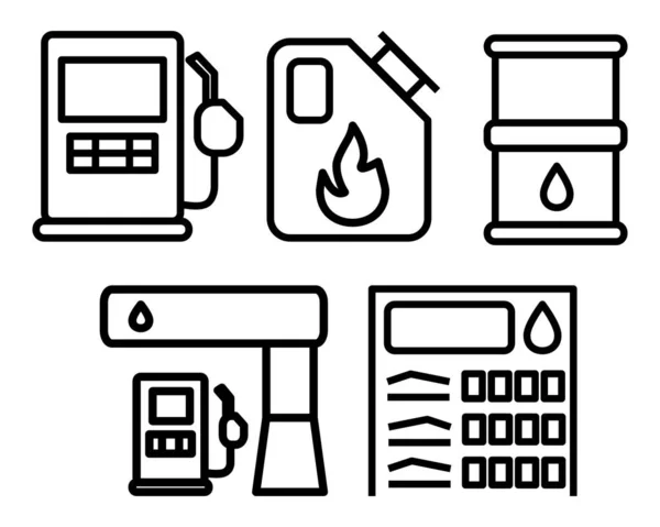 Set Oil Fuel Icons Showcases Various Containers Levels Oil Representing — Stock Vector