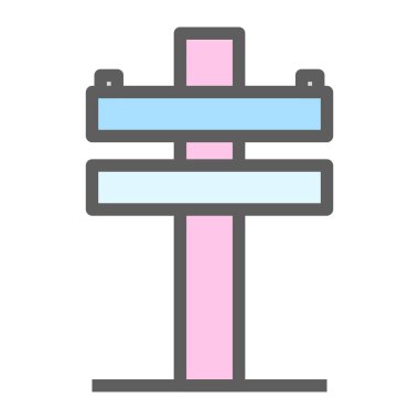 Pastel elektrik direği simgesi, elektrik kablolarıyla dikey bir direğin sadeleştirilmiş bir tasvirini gösterir. Elektrik ve altyapı dağılımını sembolize eder.
