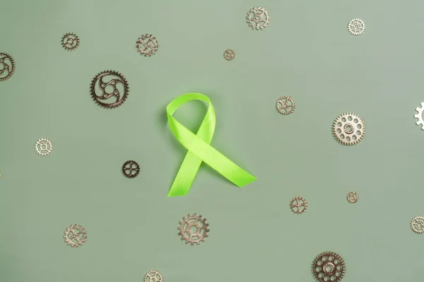 Welttag Der Psychischen Gesundheit Oktober Grünes Band Symbol Für Psychische — Stockfoto