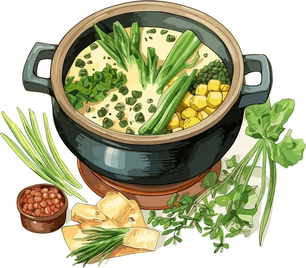 Vektor Ilustrasi Sup Miso Mangkuk Klien Makanan Jepang - Stok Vektor