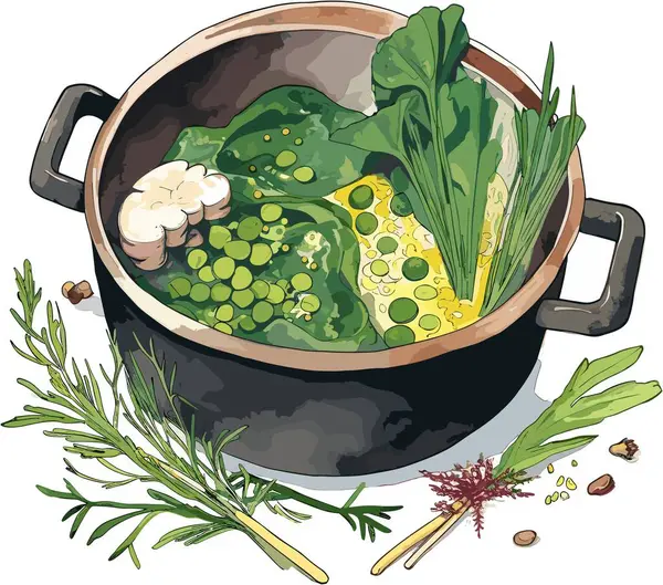 Kasedeki Miso Çorbasının Vektör Çizimi Japon Yemek Zirvesi — Stok Vektör