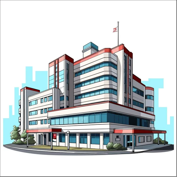 Hospital Edificio Vector Ilustración — Archivo Imágenes Vectoriales