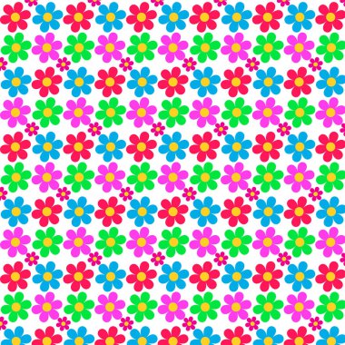 colorful floral seamless pattern with flowers on white background
