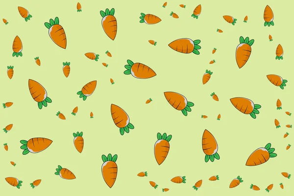 Patrón Sin Costuras Con Zanahorias Hojas Sobre Fondo Verde —  Fotos de Stock