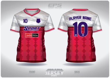 EPS forması spor gömlek vektörü. Pembe beyaz dijital ses dalgası deseni tasarımı, illüstrasyon, V yaka spor tişörtü için tekstil arka plan, futbol forması