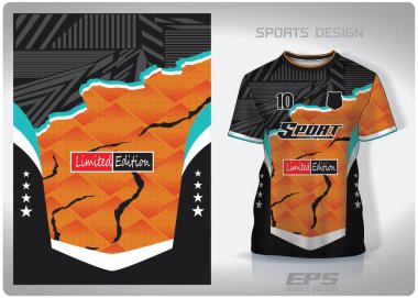 Vector spor tişörtü arka plan resmi. Siyah çizgili turuncu çizgili gözyaşı desenli tasarım, illüstrasyon, spor tişörtü için tekstil arka planı, futbol forması