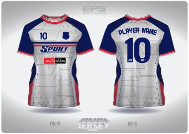 EPS forması spor gömlek vektörü. Mavi beyaz teknoloji desenli tasarım, illüstrasyon, yuvarlak boyun spor tişörtü için tekstil arka plan, futbol forması.