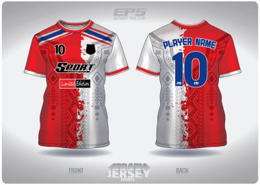 EPS forma spor gömlek vektörü. Karışık kültür modeli tasarımı, illüstrasyon, yuvarlak boyun spor tişörtü için tekstil arka planı, futbol forması.