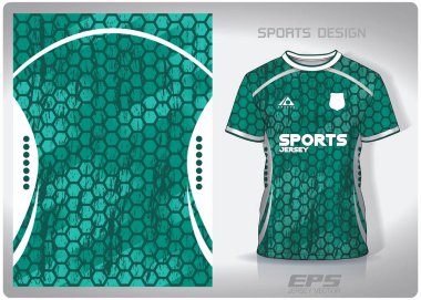 Vektör spor gömlek arkaplan resmi. Nane yeşili desenli bal peteği desenli tasarım, illüstrasyon, spor tişörtü için tekstil arka plan, futbol forması