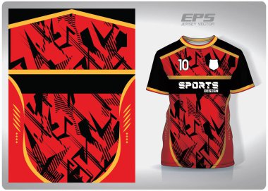 Siyah kırmızı metal plaka tasarımı, illüstrasyon, spor tişörtü için tekstil arka planı, futbol kulübü için futbol forması modeli. tutarlı ön görünüm