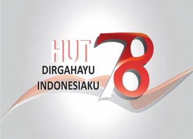 Endonezya 'nın 78. bağımsızlık günü logosu. Endonezya Bayrağı 'nda ada geçmişine sahip basit illüstrasyon tasarımı