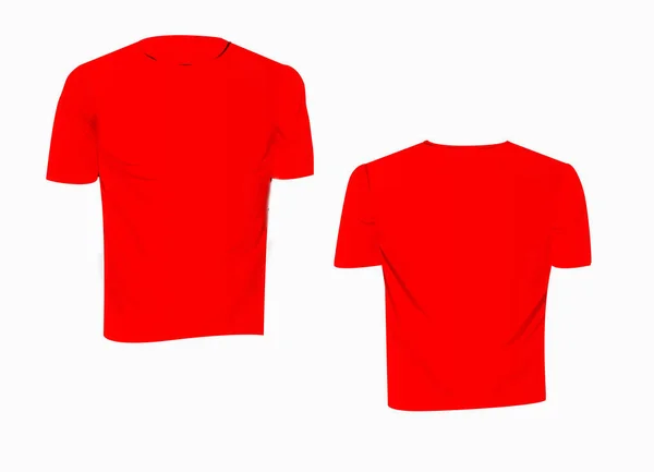红色T恤向量调理清洁模板 前排空T恤模特儿服装模板 剪切路径视图设计 — 图库照片