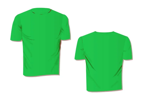 绿色T恤向量调校清洁模板 前排空T恤模特儿服装模板 剪切路径视图设计 — 图库照片