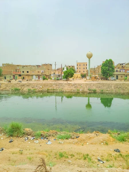 Ägyptische Häuser Ufer Des Nils Auf Der Straße Von Luxor — Stockfoto