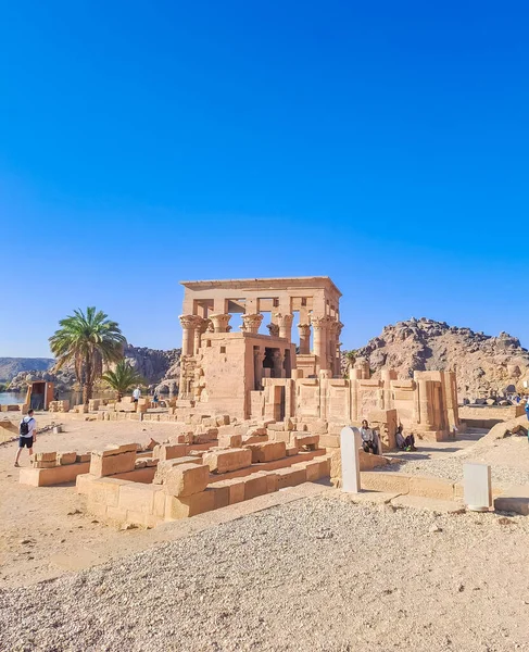 stock image The Philae temple complex is an Agilkia island-based temple complex in the reservoir of the Aswan Low Dam, downstream of the Aswan Dam and Lake Nasser, Temple Arsenophis. Egypt. High quality photo