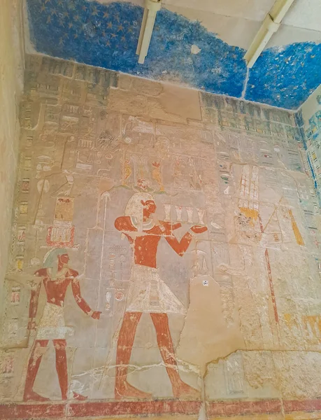 Drottning Hatshepsut Tempel Luxor Stad Övre Egypten Afrika Panoramabanderoll Högkvalitativt — Stockfoto