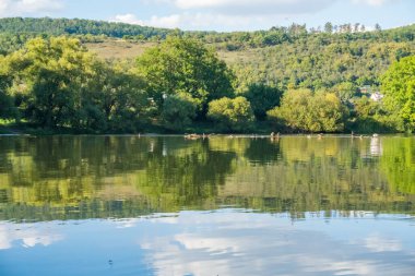 Berounka Nehri 'nin, dağların ve Çek Cumhuriyeti' nin güzel manzaraları. Yüksek kalite fotoğraf