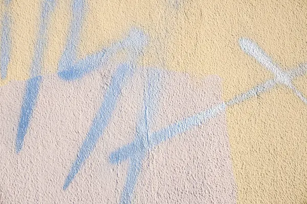 Fragmento Pared Yeso Viejo Con Pintura Graffiti Parte Del Colorido — Foto de Stock