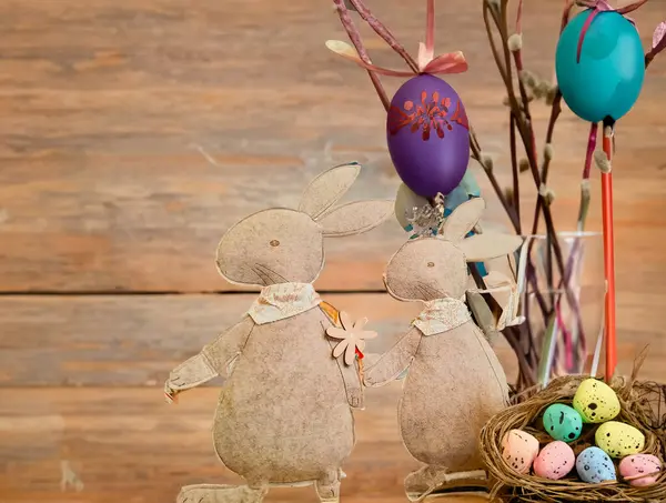 Frohe Ostern Von Oben Betrachtet Urlaub Banner Hintergrunddesign Mit Bunten — Stockfoto