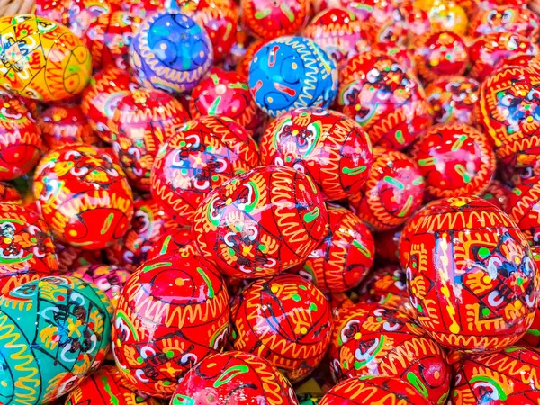 Ovos Páscoa Feitos Mão Multicoloridos Pysanka Ucraniano Decorado Com Cera — Fotografia de Stock