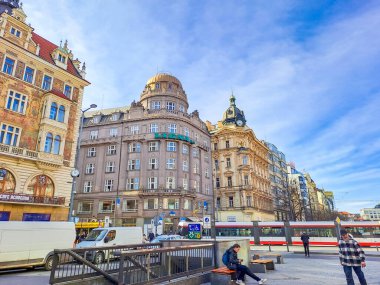 Prague-, Czech- 18 March 2024: Building of Adria Palace in Wenceslas Square in Prague. High quality photo clipart