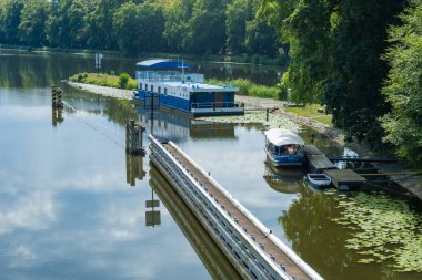 Elbe river embankment, spa town Podebrady, Central Bohemia, Czech republic. High quality photo clipart