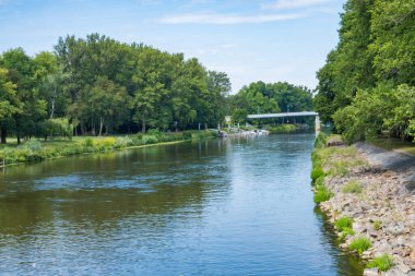 Elbe Nehri seti, Podebrady spa kasabası, Orta Bohemya, Çek Cumhuriyeti. Yüksek kalite fotoğraf