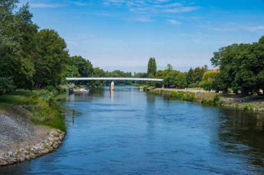 Elbe river embankment, spa town Podebrady, Central Bohemia, Czech republic. High quality photo clipart