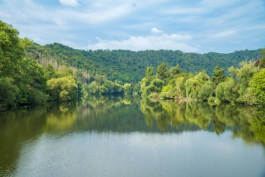 Sammer Nehri 'nin, Berounka' nın, ormanın ve dağların güzel manzarası, Çek. Yüksek kalite fotoğraf