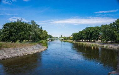 Elbe Nehri seti, Podebrady spa kasabası, Orta Bohemya, Çek Cumhuriyeti. Yüksek kalite fotoğraf