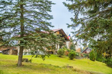 Harrachov- Czech- 25 October 2024: view autumn of a ski resort town in the north of the Czech Republic. High quality photo clipart