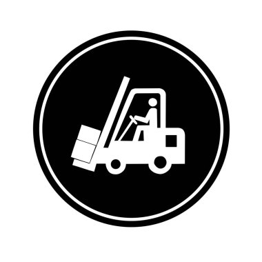 siyah ve beyaz forklift simgesi, forklift kullanırken dikkatli olun