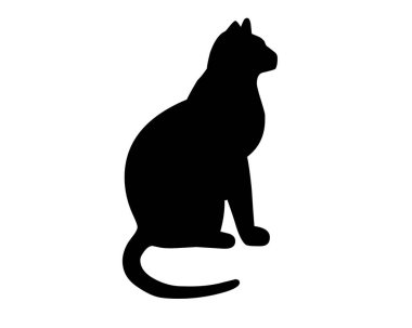 izole kedi silueti çizimi, logo, baskı, dekoratif çıkartma