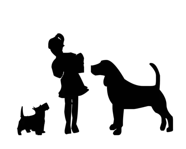 Evcil hayvan silueti insan, köpek ve insan ile siluet içinde etkileşime giriyor.