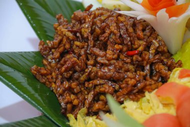 sweet and spicy tempeh orek, typical Indonesian food clipart