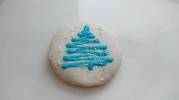 Arbre Noël Avec Fond Bleu Blanc — Photo