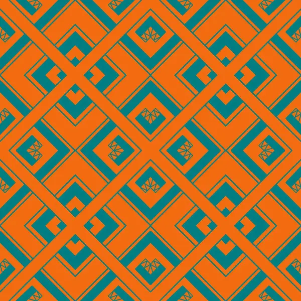 Katmanlı elmas şekilleri ve turuncu ve deniz mavisi kabile esinlenilmiş motifleri modern tekstil ve grafik tasarımı için idealdir..