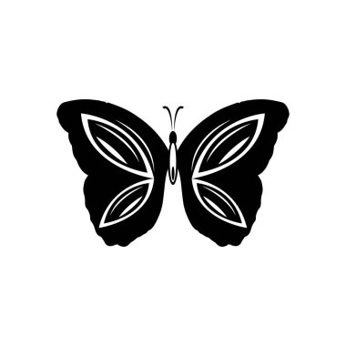 Beyaz arka planda bir kelebeğin silüeti.